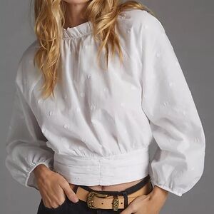 Anthropologie (Maeve) Polka Dot Puff-Sleeved Blouse